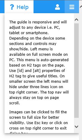 Help popup on mouse over.