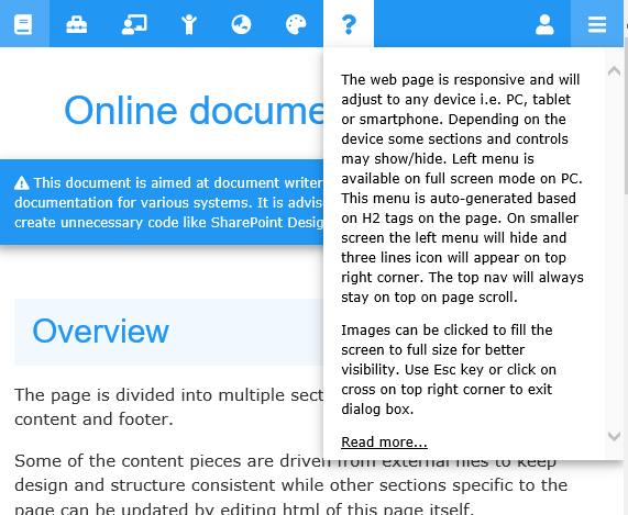 Responsive view of page on small screen.